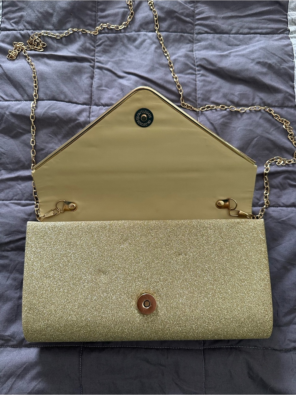 Gold Glitter Envelope Chain Shoulder Bag